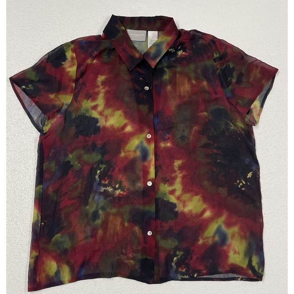 Liz Claiborne Multicolor sheer blouse Women’s Size 14 - Picture 1 of 4